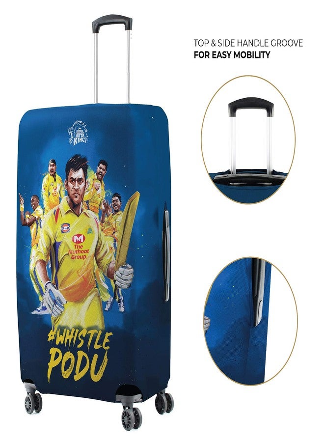 Nasher Miles X Chennai Super Kings (Csk) Polyester Blue Whistle Modern Podu 65 Cm (24 Inch) Medium Protective Luggage Cover - Image 3